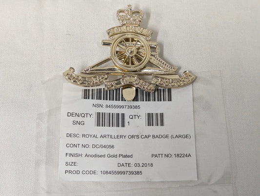 Royal Artillery Queens Crown Cap Badge Large